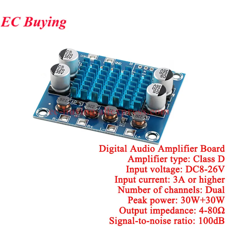 5 uds/1 unidad TPA3110 XH-A232 30W + 30W 2,0 canales placa amplificadora de potencia de Audio estéreo Digital módulo reproductor de altavoz 30W * 2 DC 8-26V 3A