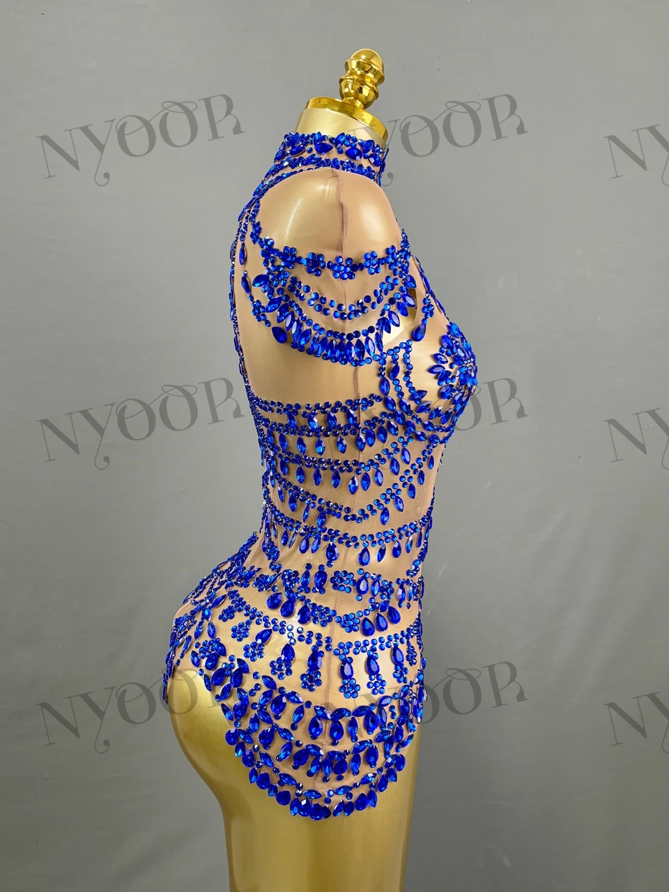 Sparkly Rhinestones Bodysuit Women for Sexy Mesh Transparent Performance Dance Costume Singer Dancer Show Stage Wear Club Outfit view 3