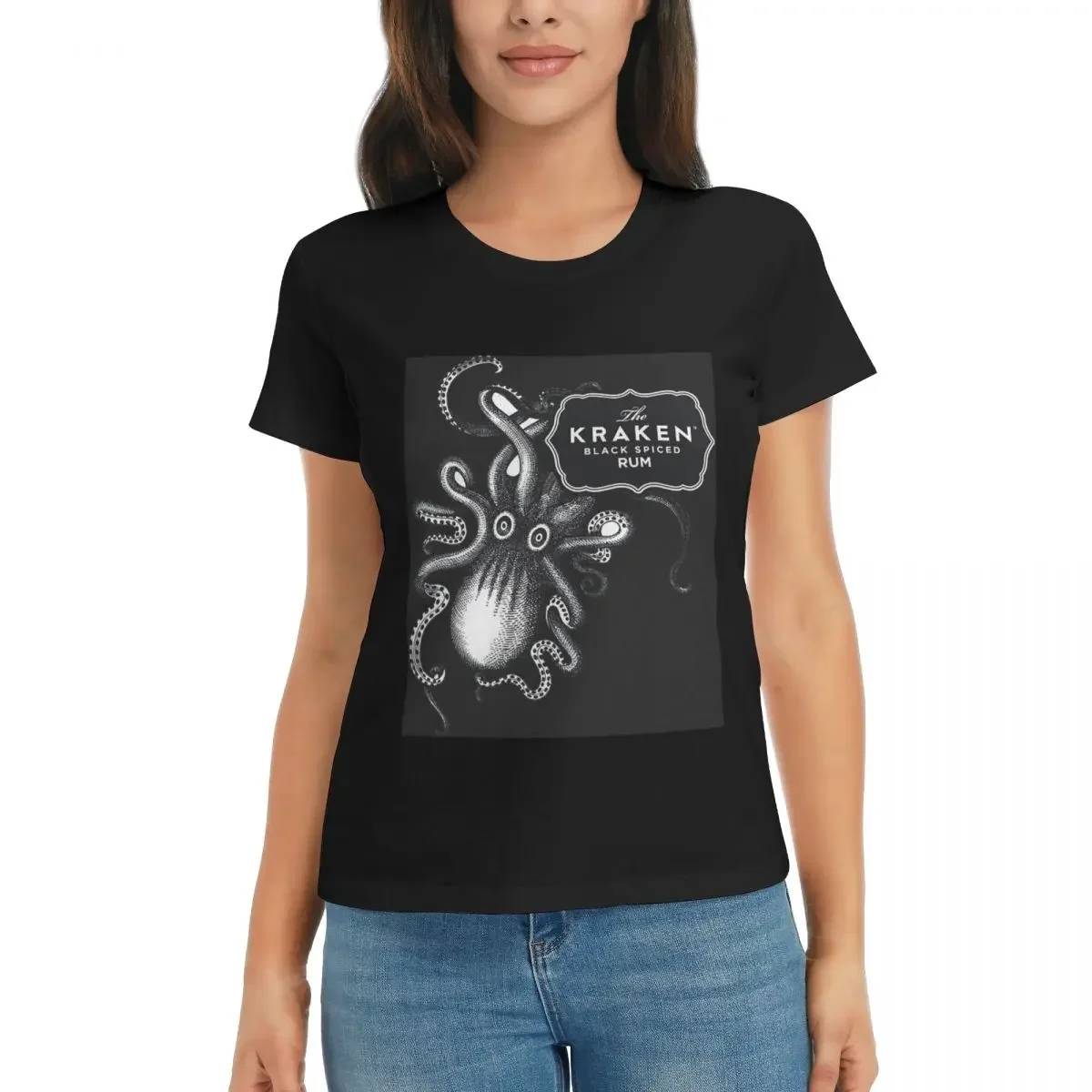 

Women T-Shirt Kraken Rum Summer Short Sleeve Tees O-Neck Cotton T Shirts Clothes Tops Streetwear