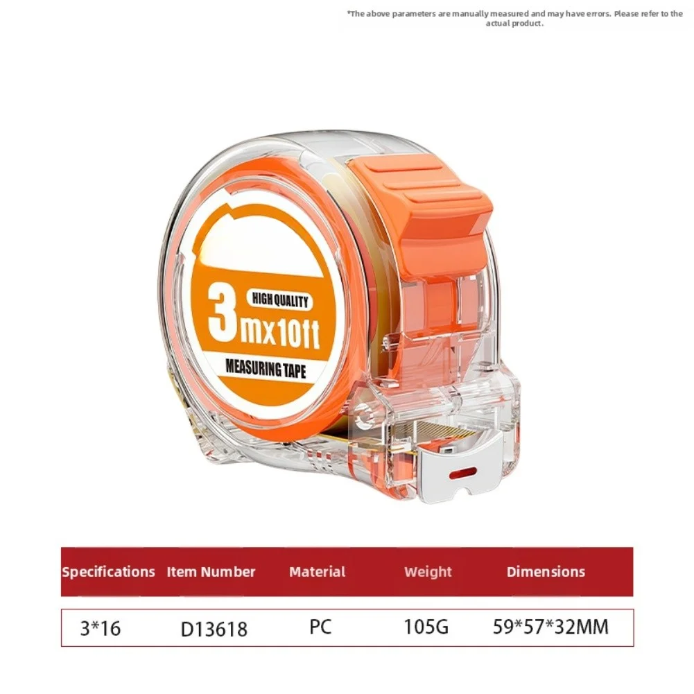 5M Metric and For imperial Dual Scale Steel Tape Measure with Reinforced Transparent PC Casing and Lock Button