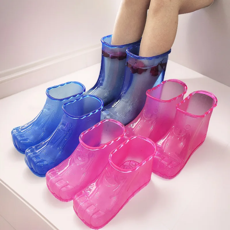 Transparent Pink Foot Spa Boots Portable Foot Soaking Bucket Home Pedicure Foot Bath Shoes Relax Foot Massage Tub Foot Care Spa