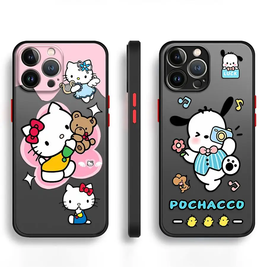 Dessin animé Sanrio Hello Kitty étui pour Apple iPhone 7 8 15 16 14Plus 12 13 11 Pro Max 17 Air XS Max 13 Mini couverture souple