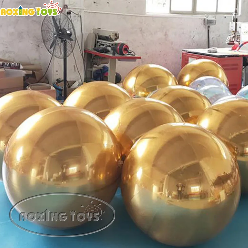 1M DIA High Quality Gold PVC Giant Inflatable Mirror Ball For Party Stage Show Commercial  Advertising Decoration With Air Pump