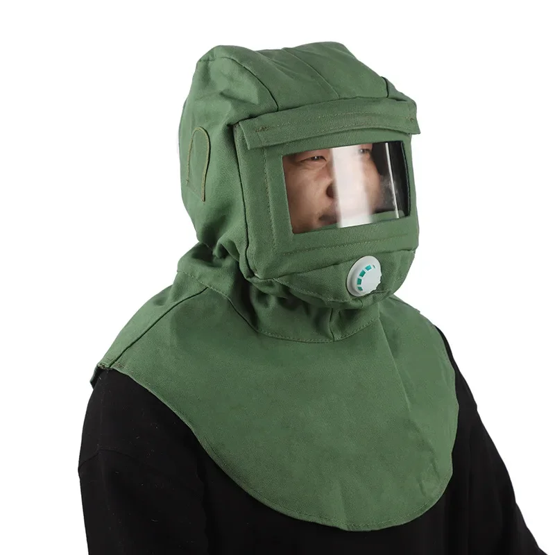 

Sandblasting Cap Dust and Splash Proof Thickened Canvas Head Cover Face Mask Shawl Cap Glass Screen