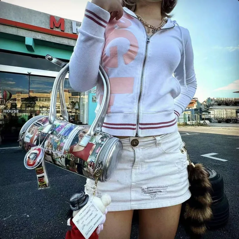 

Women's Handbag Punk Original Full Print European And American Portrait Y2K Laser PU Shoulder Bag High Capacity Handbag Gift New