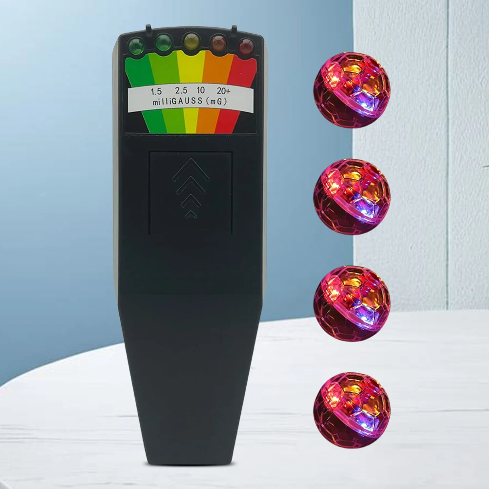 Medidor de radiación de campo electromagnético, Kit de equipo de caza fantasma, 5 LED, EMF, 4 luces de movimiento, bolas para gatos, 50Hz-2000MHz