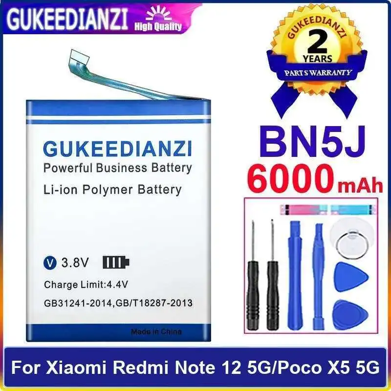 

6000 мАч долговечный аккумулятор для мобильного телефона BN5J высокой емкости для Xiaomi Redmi Note 12 5G Poco X5