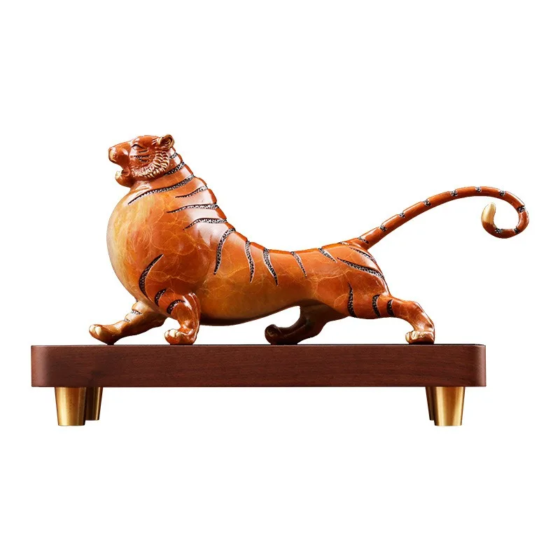 Copper tiger ornament, Megatron Sifang Chinese home color copper jewelry, living room office decorations, leaders send gifts