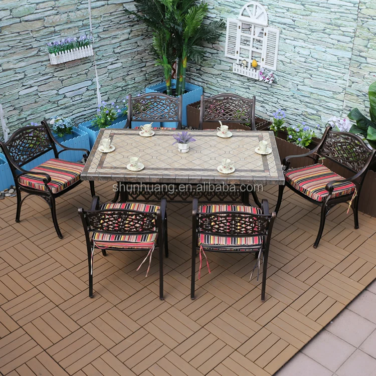 

Durable Waterproof Cast Aluminium Frame Dining Set Outdoor Garden Use Table and Chair