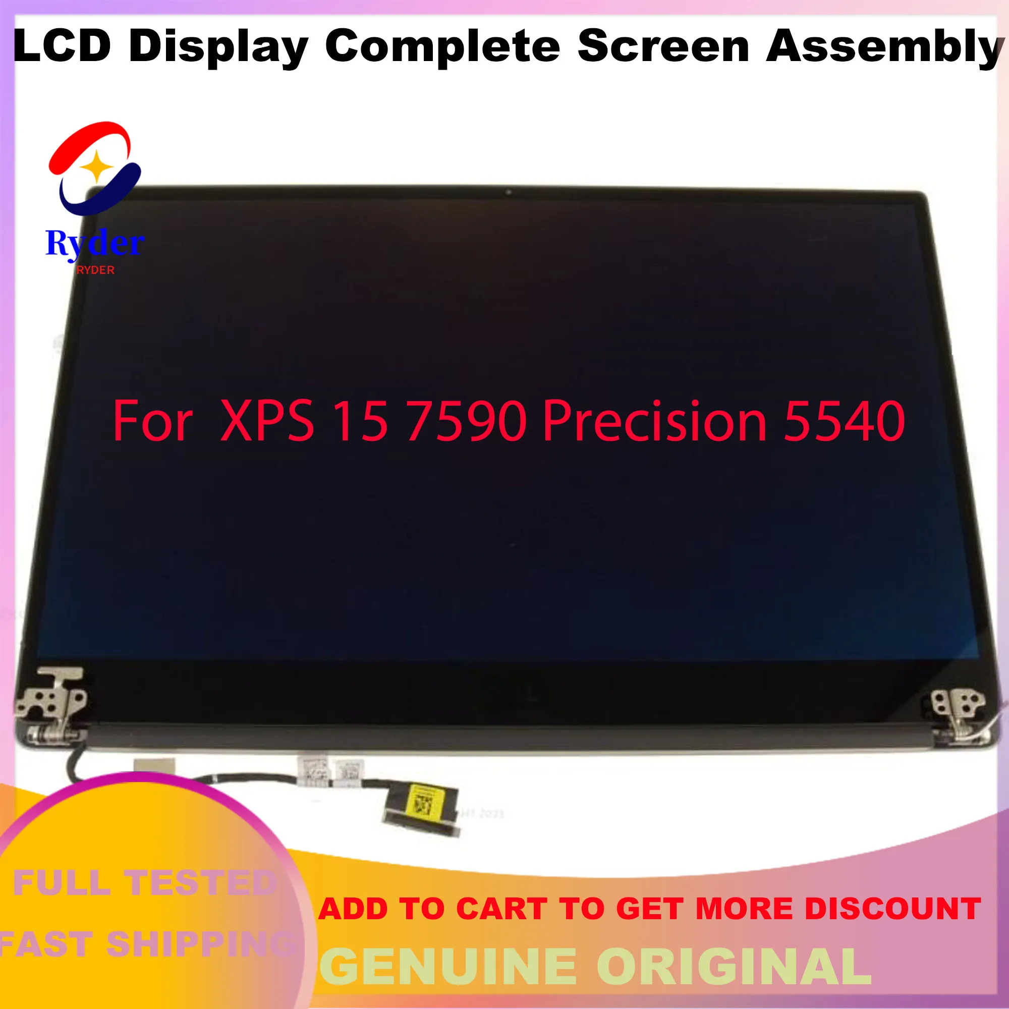 15.6 Inch LCD Touch Screen Display Complete Assembly UHD 4K 3840*2160 For Dell XPS 15 7590 Precision 5540 FHD DP/N: 09V876