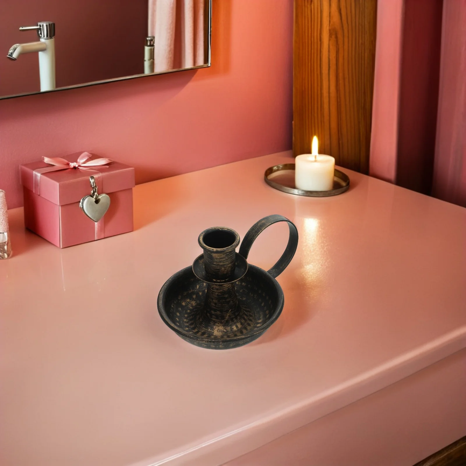 

Vintage Holders Iron Metal Plate With Handle For Pillar Taper Tea Light Candles Rustic Farmhouse Wedding Party