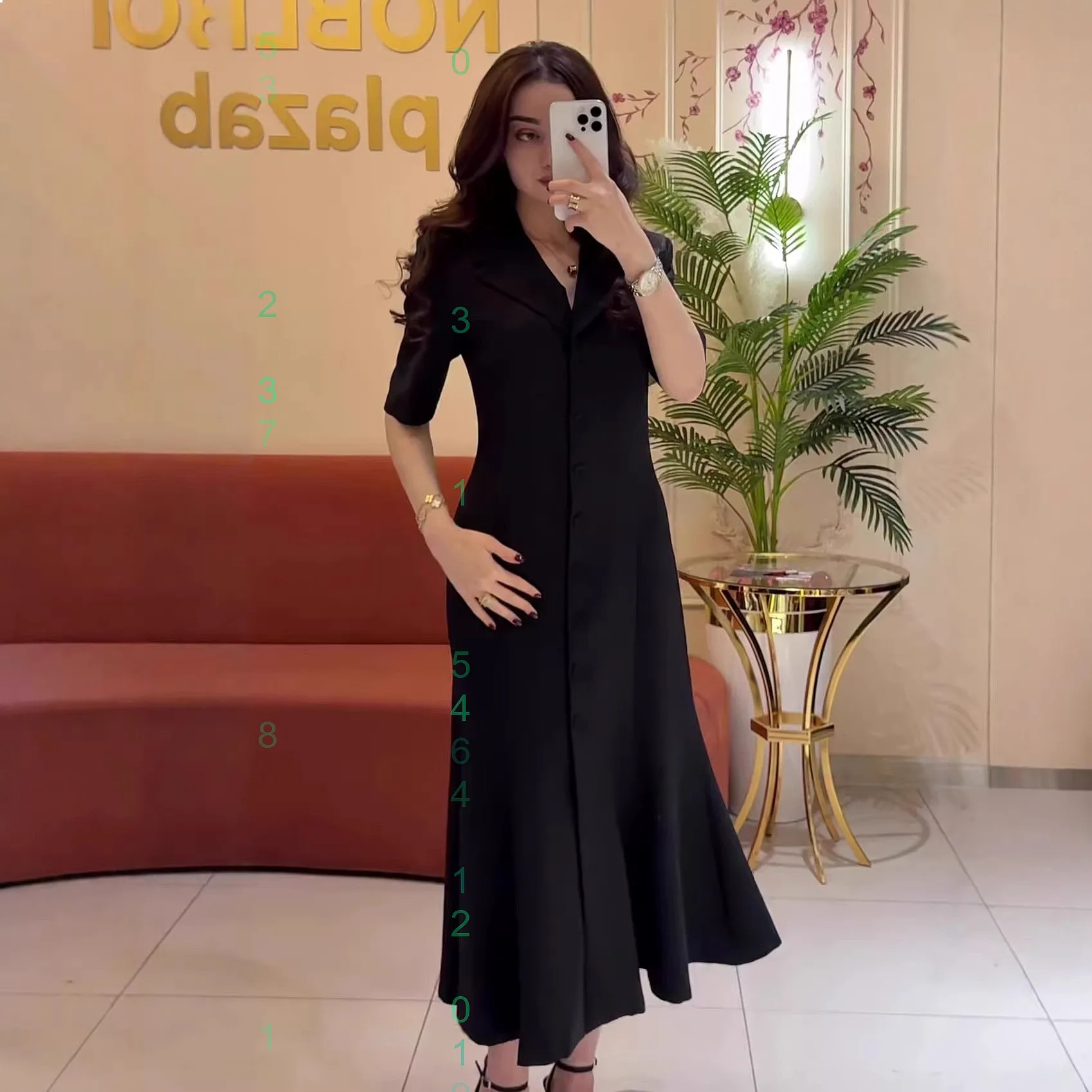 

Pure Color Notch Lapel Short Sleeve Single Breasted Waist Cinching Long Dress Dresses for Women Spring Summer