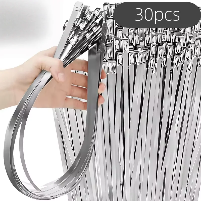 Metal Cable Ties Stainless Steel Self Locking Fastening Rings Heavy Duty Cables Tie Strap Exhaust Wrap Organizer For Home Office