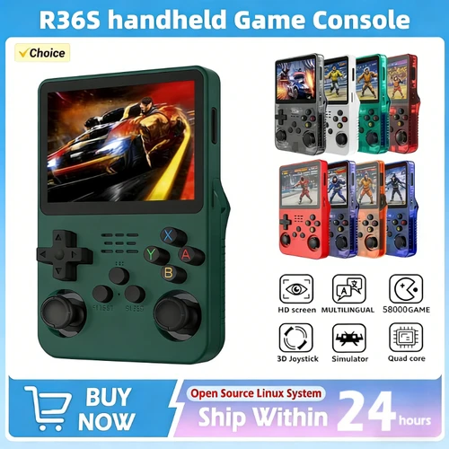 Consola de juegos portátil retro R36S 3 Pantalla IPS de 5 pulgadas 64GB 128GB 256GB Dispositivo de juego portátil con juegos integrados