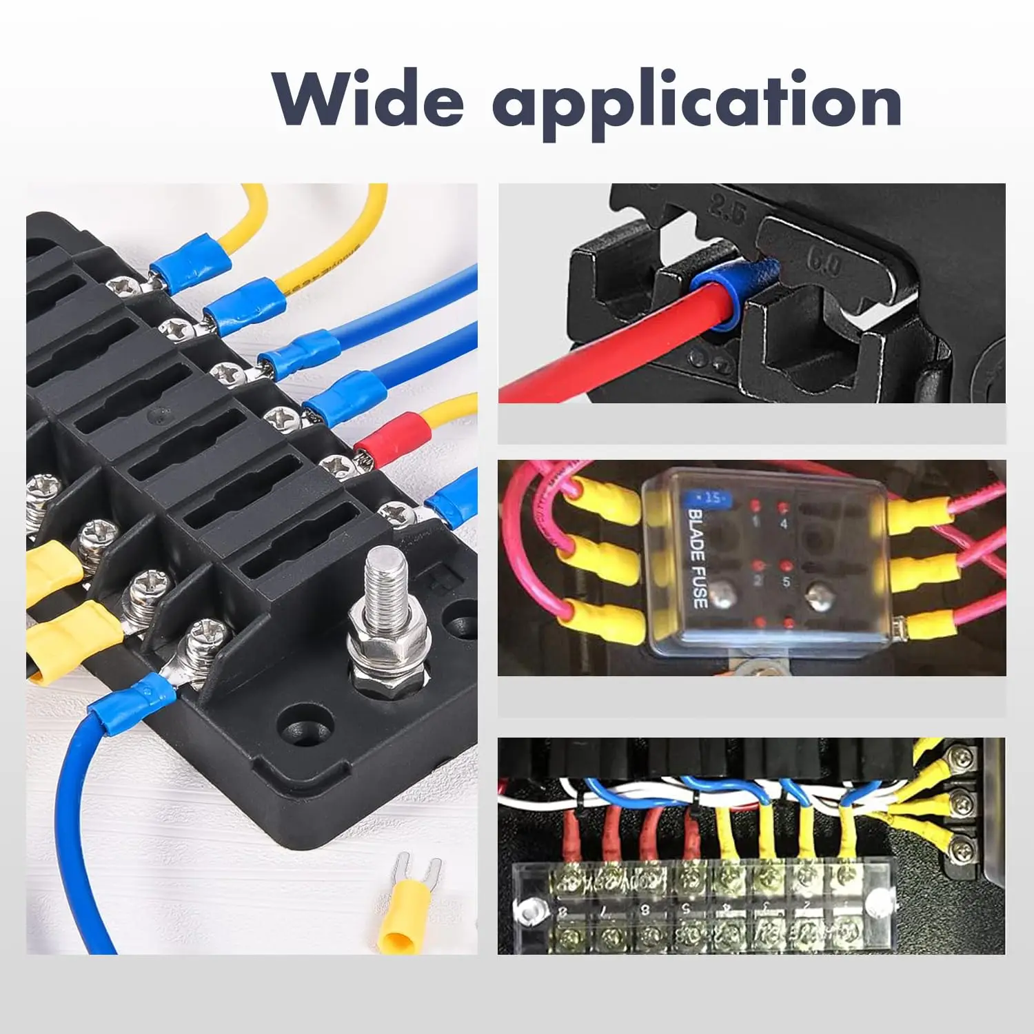 100 Stück U-förmige Gabelkabelverbinder, isolierte Crimpklemmen # 8 22-10 AWG für Kfz-, Marine- und Industrieverkabelungsreparaturen – Detail 5