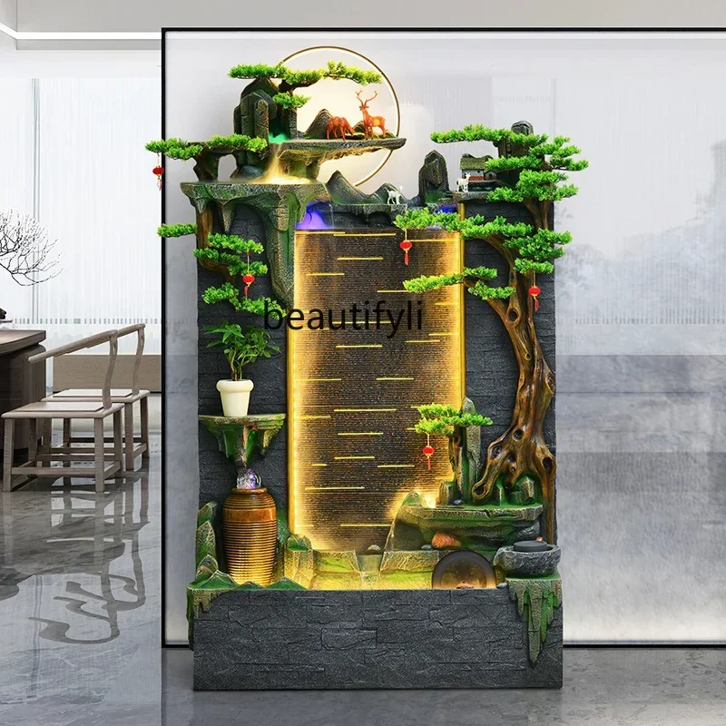 

Water curtain wall floor rockery flowing water ornament circulating water living room housewarming gift