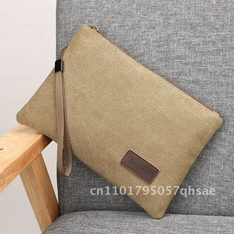 

Men's Business Canvas Envelope Bag Lightweight Wear-Resistant Handbag Unisex Solid Color Casual Outfit Support Bag in