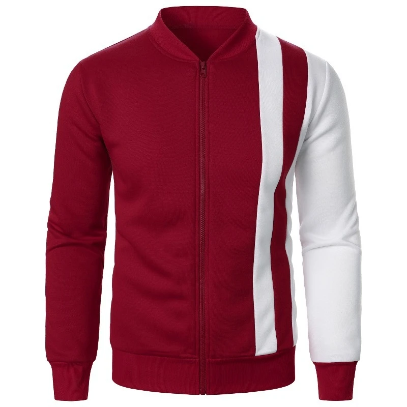 Men's New Zipper Stand-up Collar Color Blocking Jacket Casual Long Sleeve Gym Blazer Spring Fall Youth Men's Clothing Coats