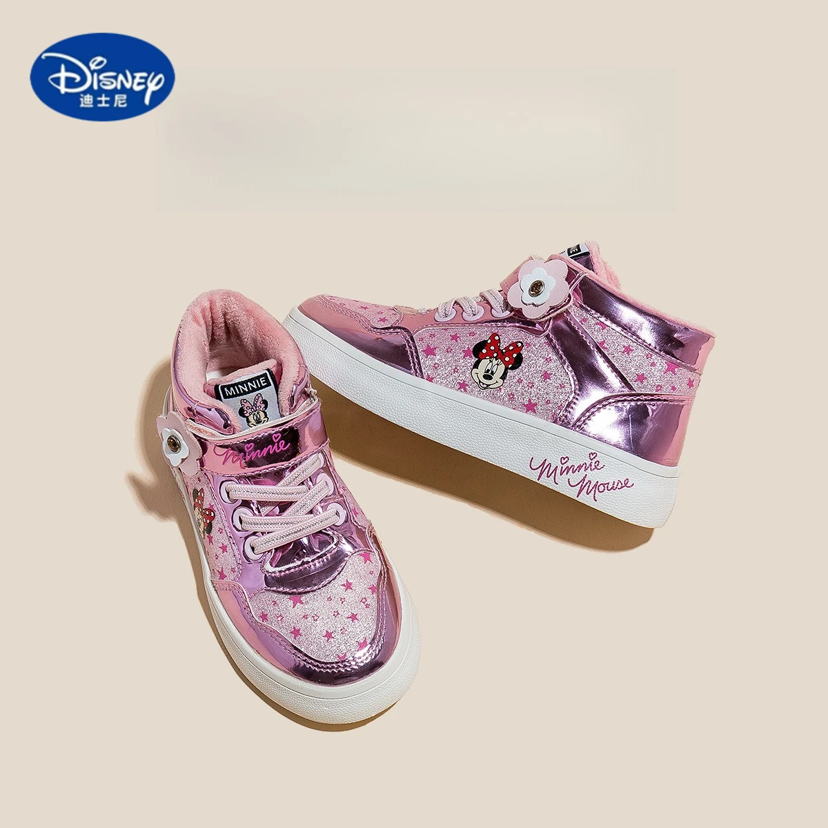 디즈니 미니 여아 운동화 2022 겨울 - 추운 날씨를 위한 플러시 안감 따뜻한 신발, 두껍고 아늑함