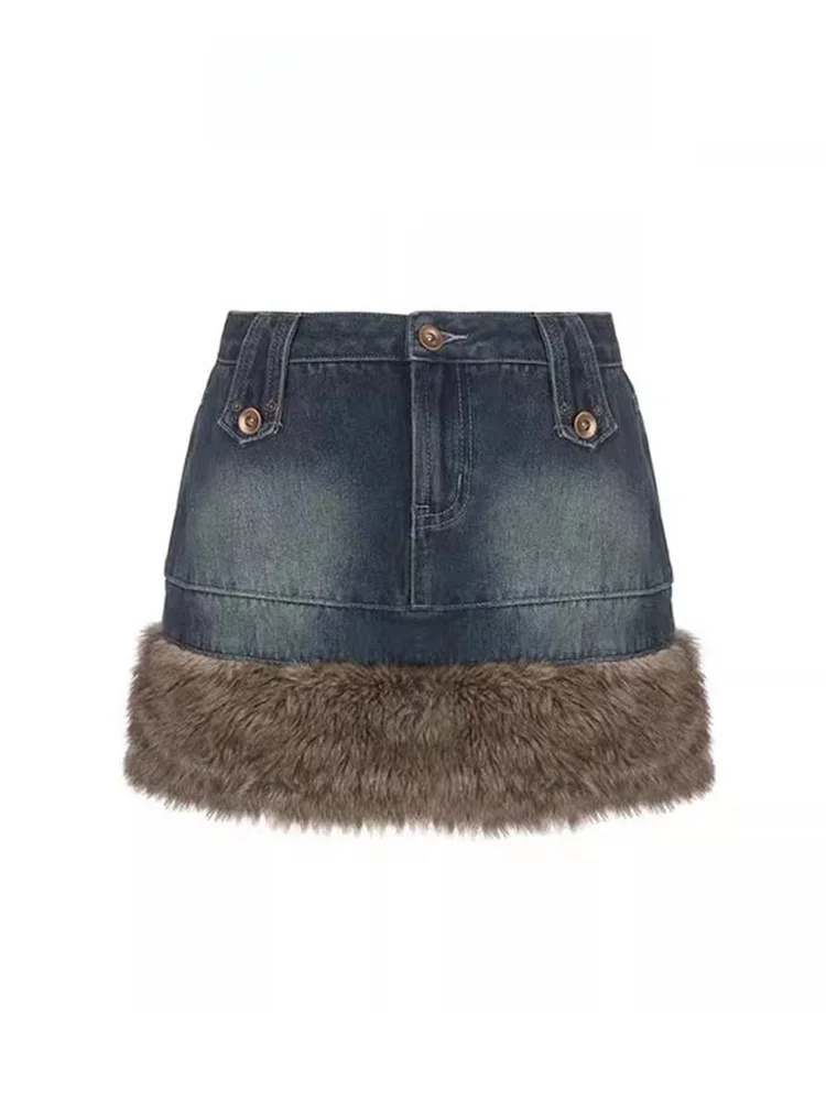 

Юбка трапециевидной формы с высокой талией, женские джинсовые лоскутные юбки, весна, лето, осень, новые потертые юбки в стиле ретро