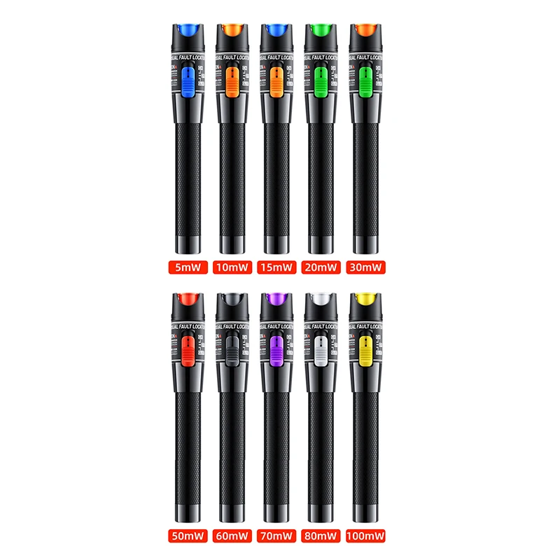 Visual Fault Locator 5MW-100MW Red Laser Pointer Optical Fiber Test Tool Fiber Optic Cable Tester FC/SC/ST Universal Interface