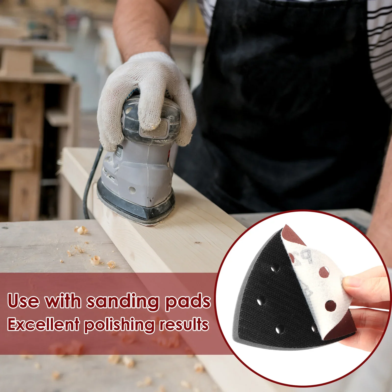  195Pcs 90 mm Triangular Sandpaper 6 Holes Sanding Discs And Loop Aluminum Oxide Pads 40-1000 Grit Abrasive Tools