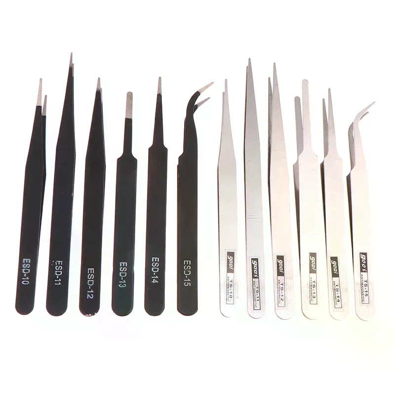 

Набор из 6 прецизионных промышленных пинцетов из нержавеющей стали для ремонта, прямой и изогнутый реквизит