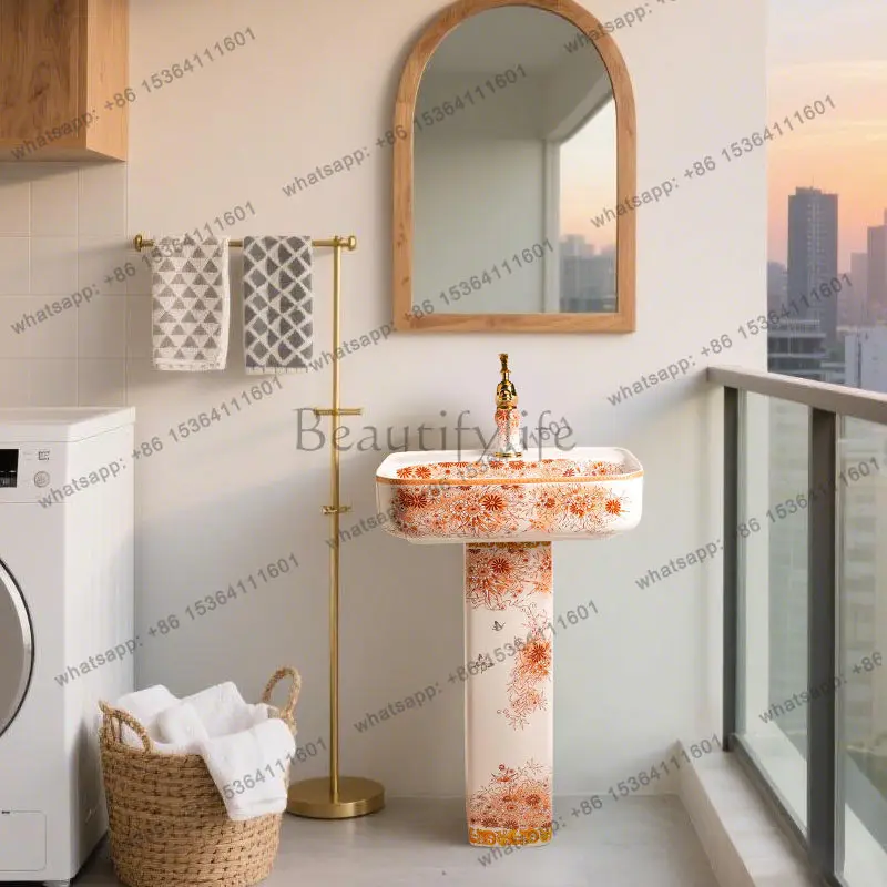 Column basin floor-to-ceiling outdoor garden sink bathroom courtyard