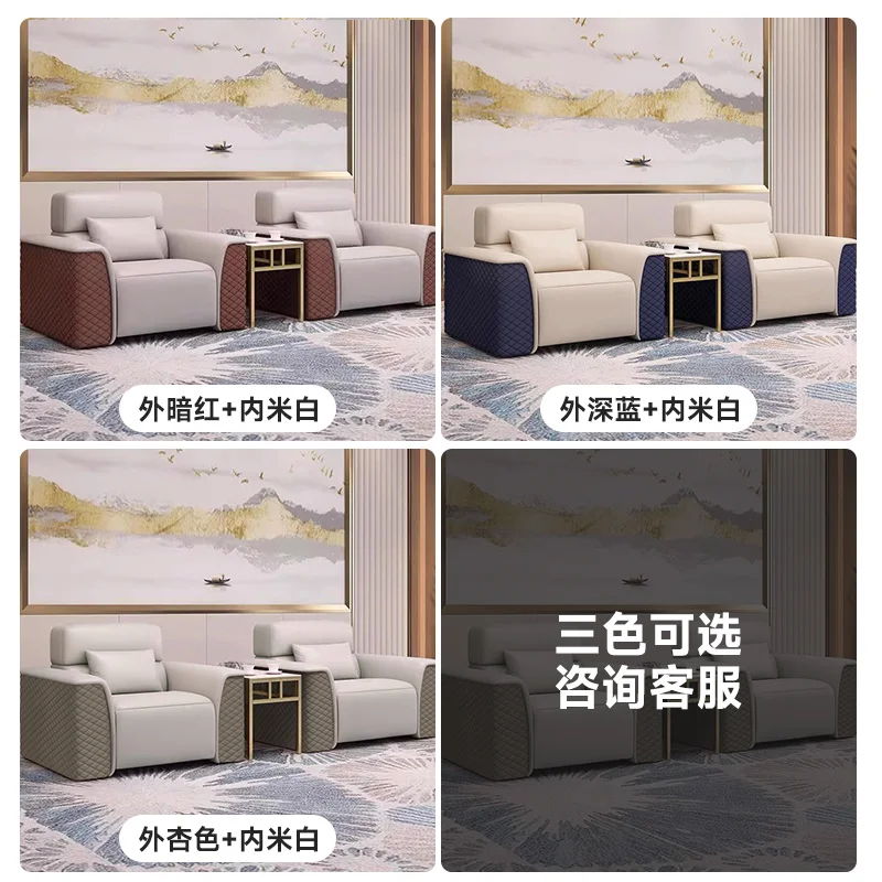 Custom Office Sofa Genuine Leather Business Rest Area VIP Reception Bank Conference Room Sofa Coffee Table Set