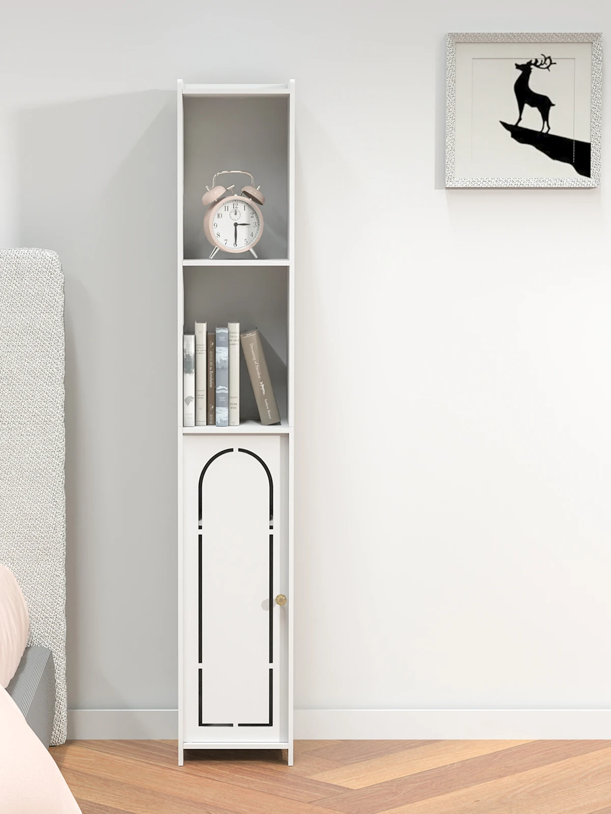 White Storage Cabinet, waterproof Tall Bathroom Cabinet, with Door and 4 Shelves, for Bathroom,Bedroom,Livingroom,Home Furniture