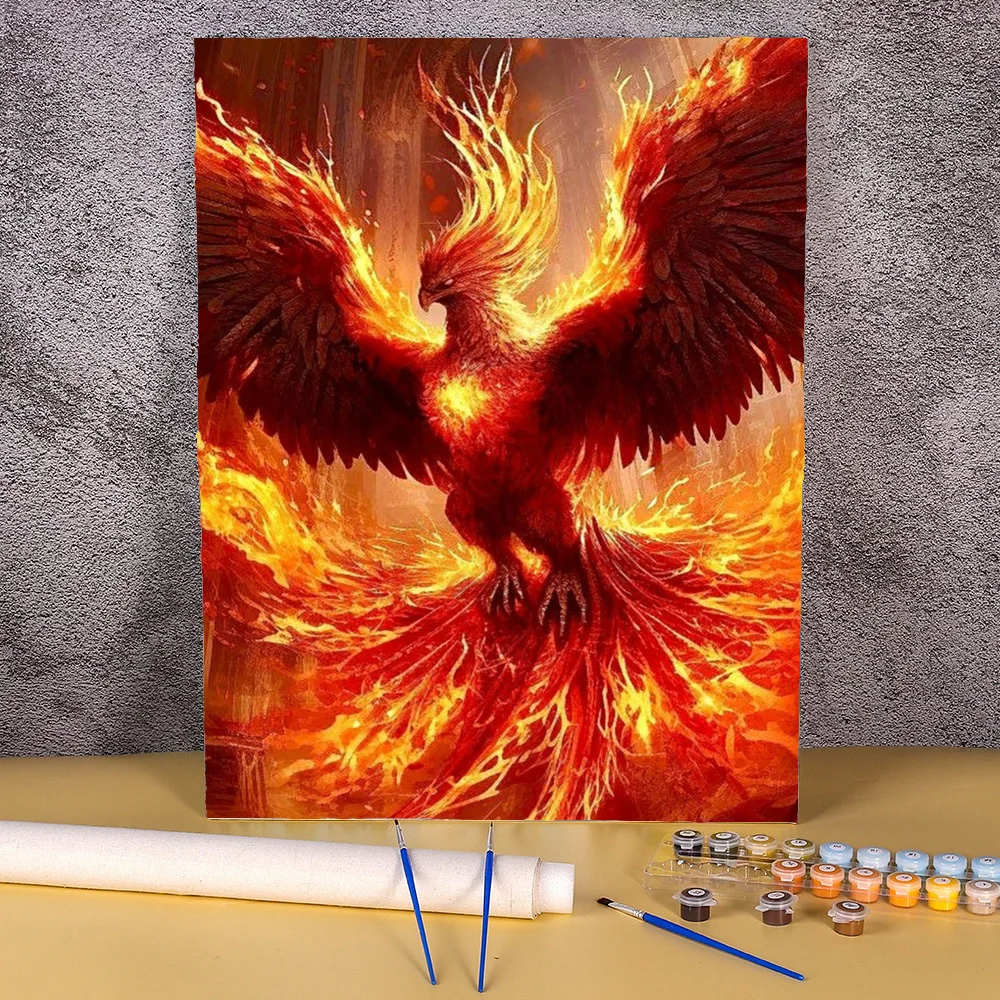 Fire Phoenix 50x70cm Oil Painting By Number Anime Picture Diy Coloring By Numbers On Canvas For Kids Home Decoration Unique Gift