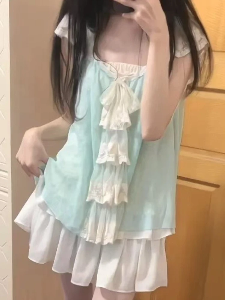 Elegante abito da resort vintage da donna slim fit dolce Y2k abbigliamento moda casual retrò con stampa floreale per lo stile delle vacanze estive