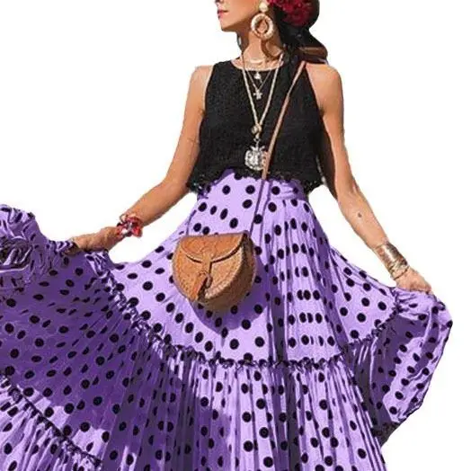 2025 nova wi feminino solto a linha midi saia bolinhas multi-camadas verão outono faion conjunto estudante orm trabalho outfit