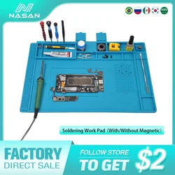 NASAN 450mm*300 mm Heat Insulation Pad Heat-resistant BGA Soldering Station Work Pad Desk Mat Platform Repair Tool with Magnetic