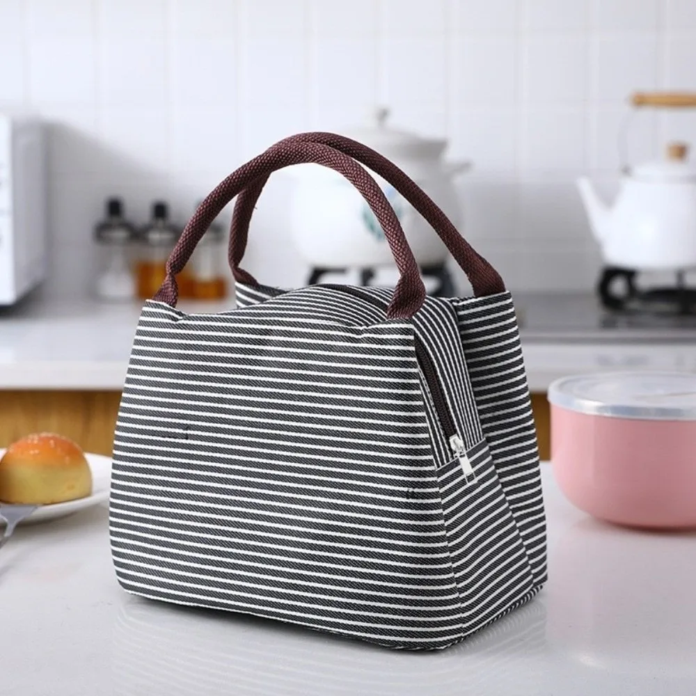 New Stripes Lunch Bag Aluminum Foil Cool Storage Fresh Storage Bag Refrigerator Bag Isothermal Bag Food Thermal Bags