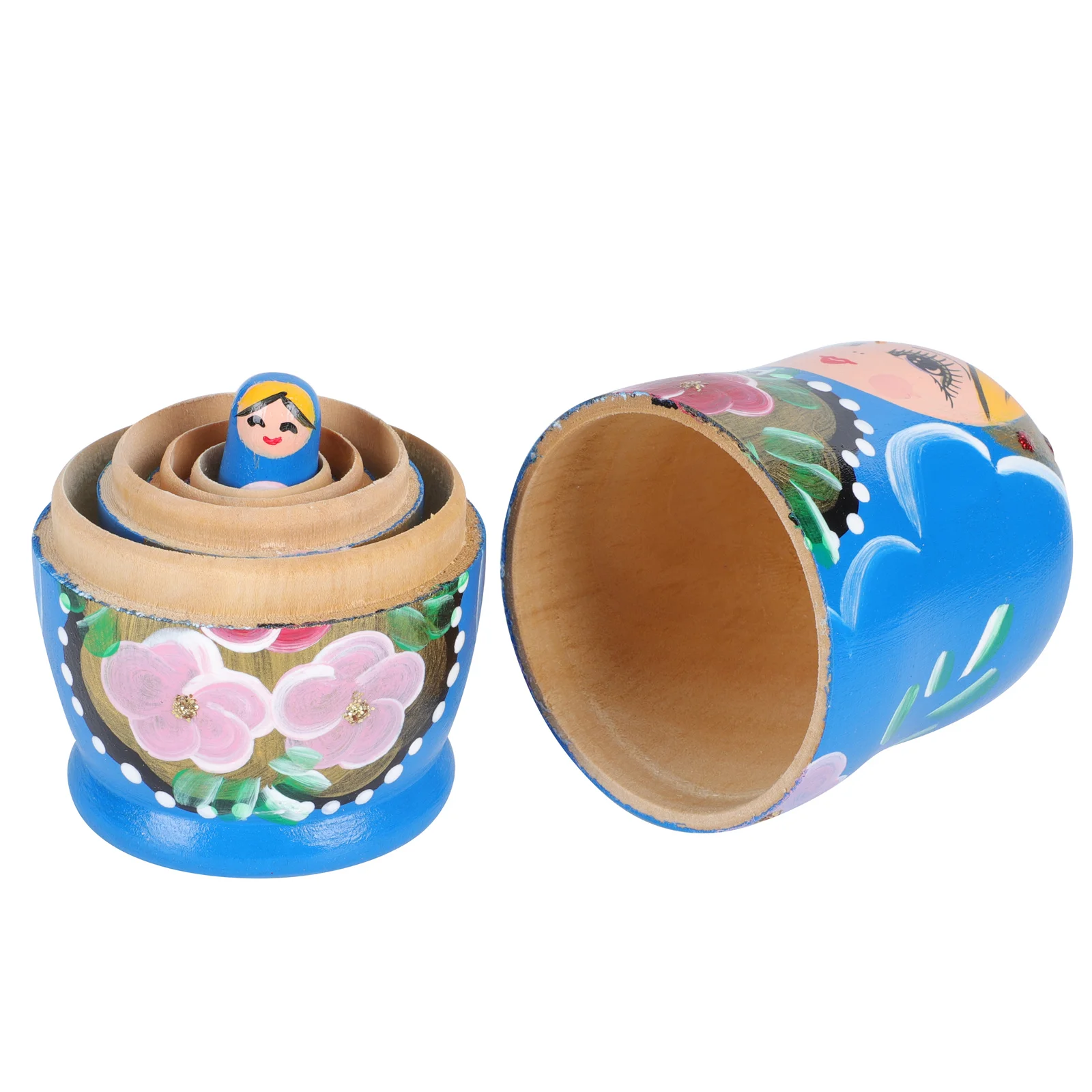 

5 Pcs Craft naments Wooden Matryoshka Hand Painted Russian Nesting Decorative Home Gift Storage Box Eco Friendly