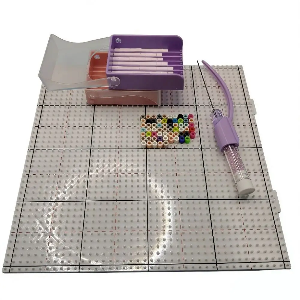 5mm Fuse Bead Needle Tweezer Tray Kits Creative DIY Diamond Clips Pen Montessori with Tray Rhinestone Painting Separator