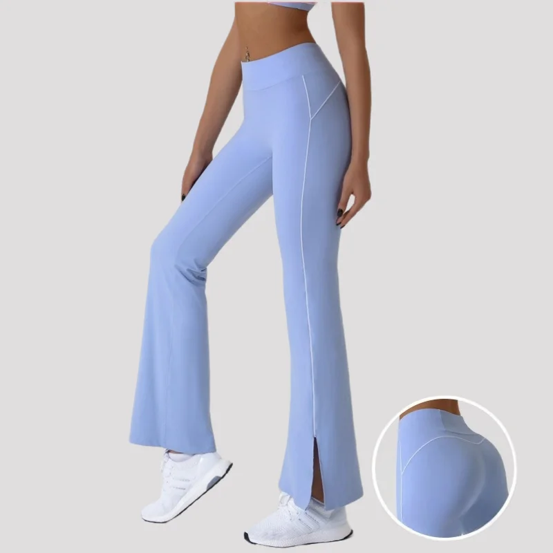 Butt Lifting Yoga Pants Women Tummy Control Flared Seamless Leggings with Side Slits Stretchy Workout Dance Pants Gym Sport