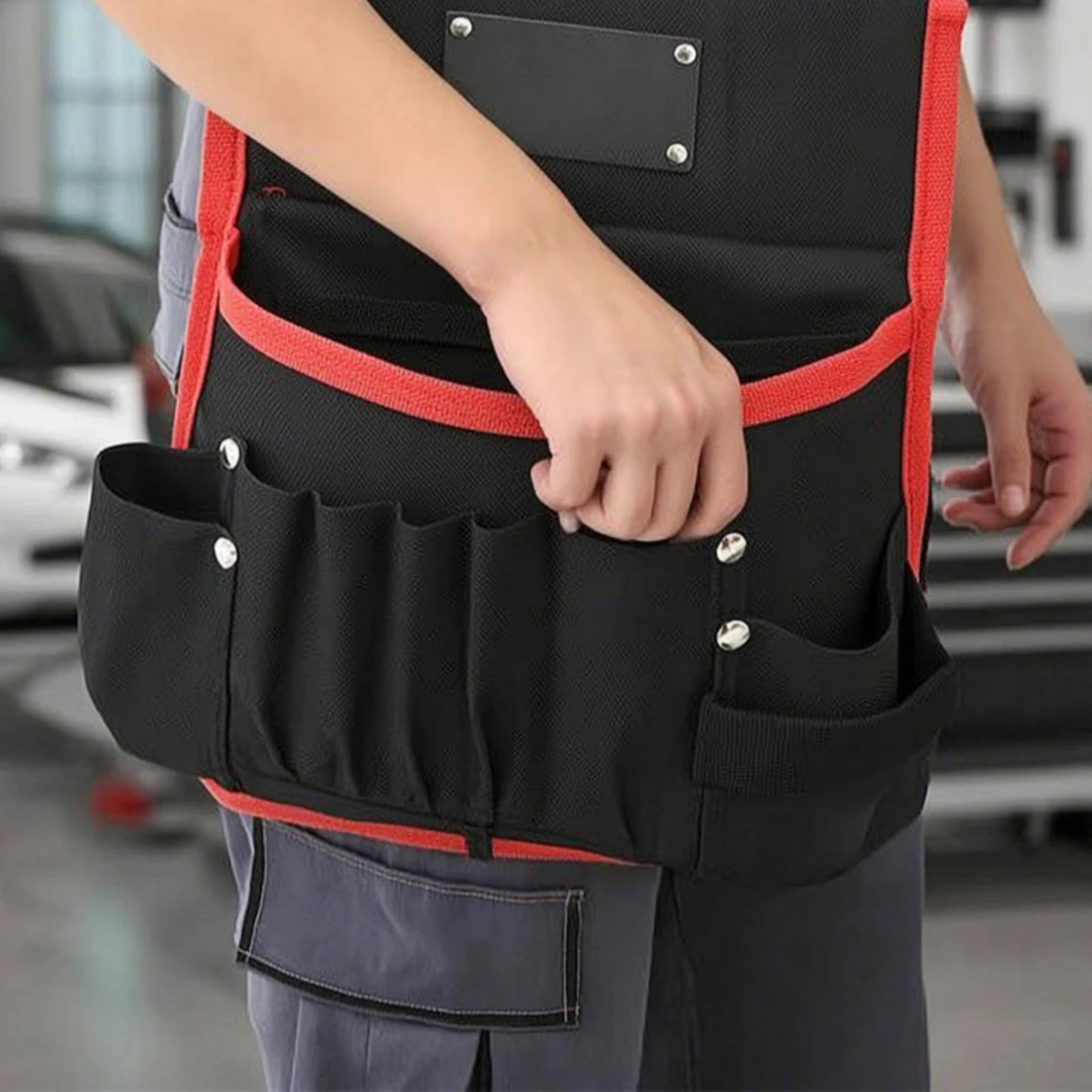 Tool Waist Bag Wearable Tool Pouch with Pockets Waist Bag with Belt Adjustable Heavy-Duty for Car Detailers, Automotive Wrapping