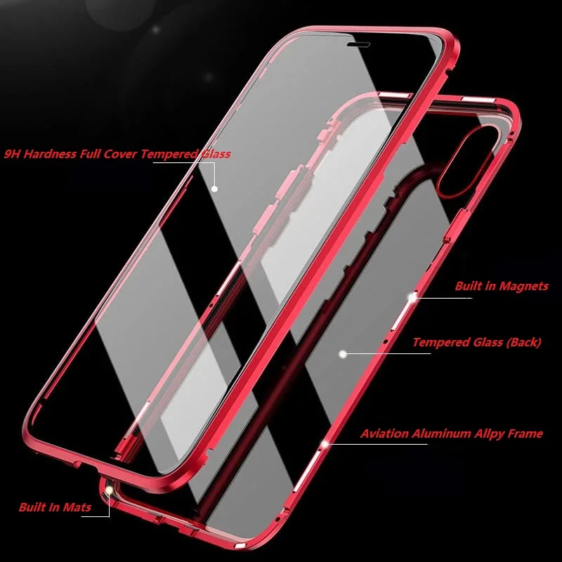 Metal Magnetic Double Sided Glass Case for Samsung Galaxy S23 S22 S21Ultra A53 A52 A33 A32 A13 Note 20 Ultra S21FE S20FE Case