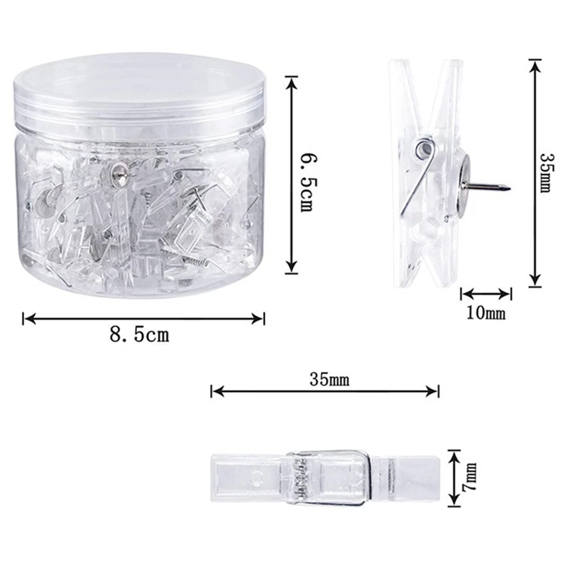 100 Pcs Mini Clear Photo Clips Clothes Line Clips Mini Transparent Plastic Clips Stationery Folder