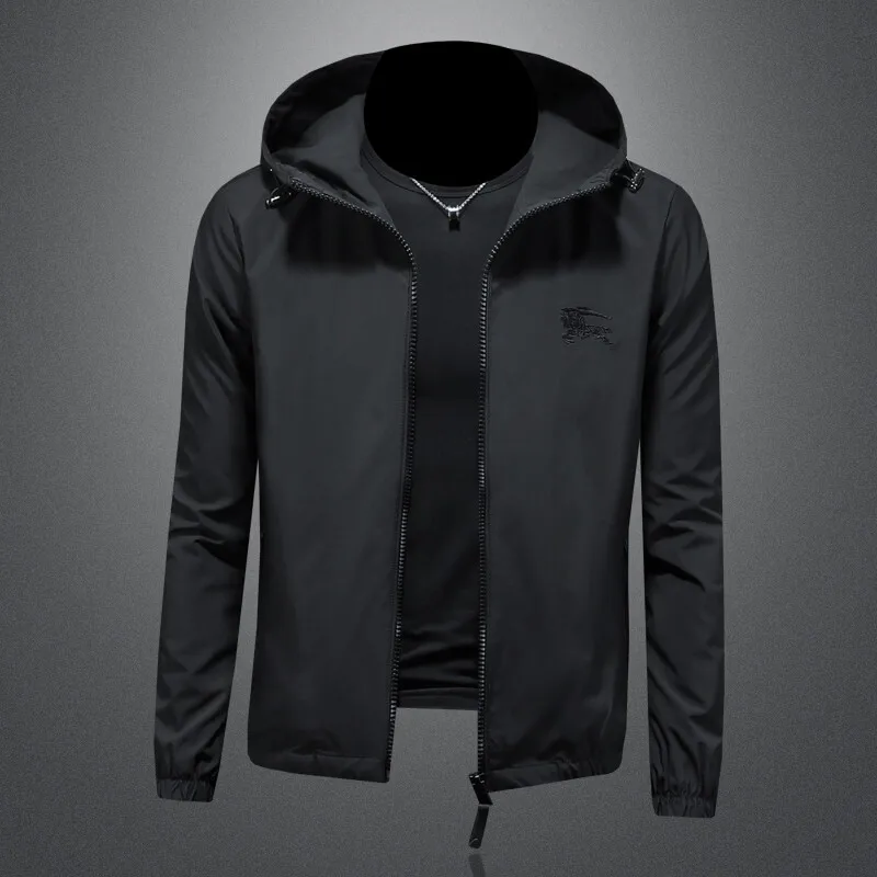 

2026 New Men's Casual Hooded Jaet Hollow out Design Polyester Fabric All Seasons Long Sve Zipper Closure Youth Faion