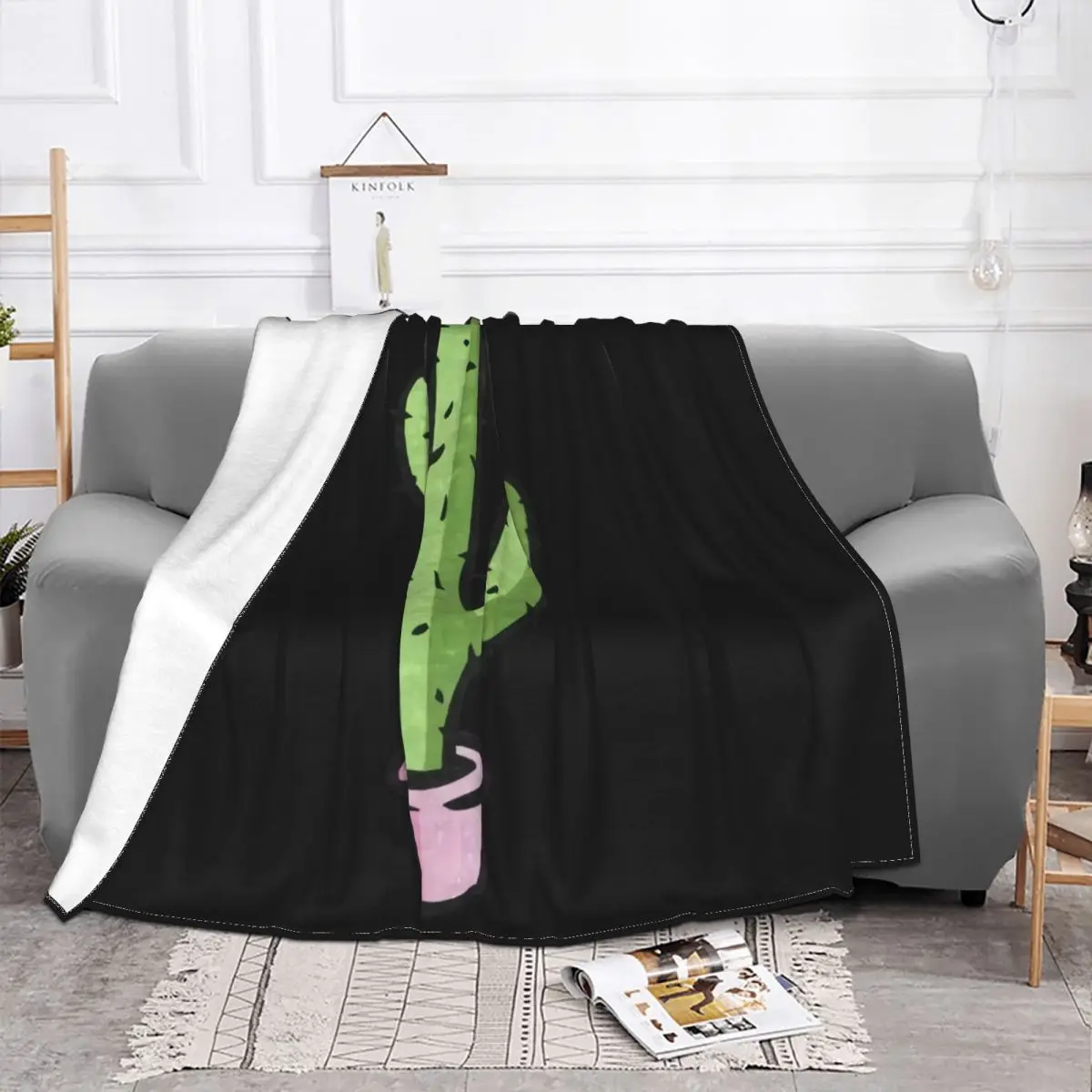 Cactus Logo Top Fashion Plants Vegan Cute Insta Instagram Gift Cheap Price Surprise Throw Blanket