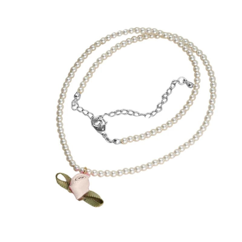 Simulated Pearls Necklace Female Temperament Pearls Flower Collarbone Chain