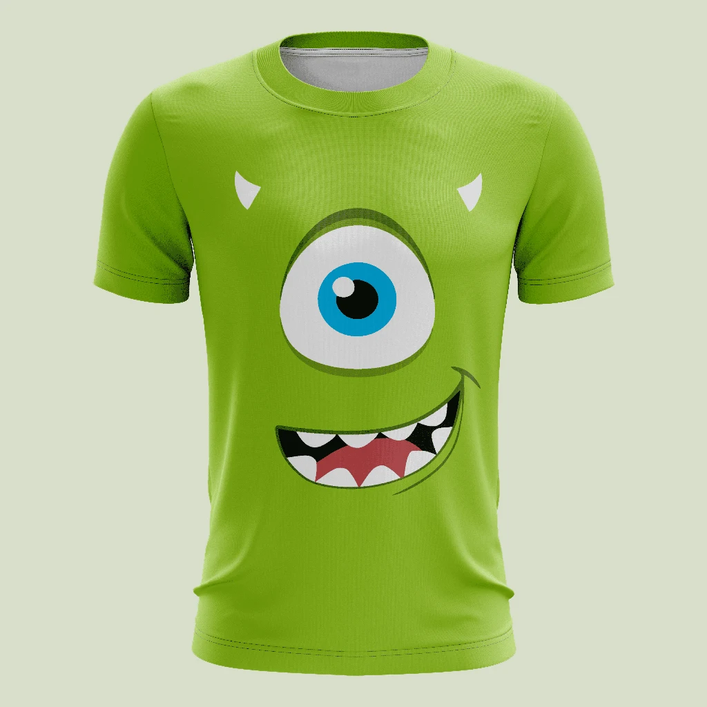 Popular Toy Monster Companies Mike, James, and Abu Fun 3D Printed Big Face Cartoon Family Summer Casual Round Neck T-shirts