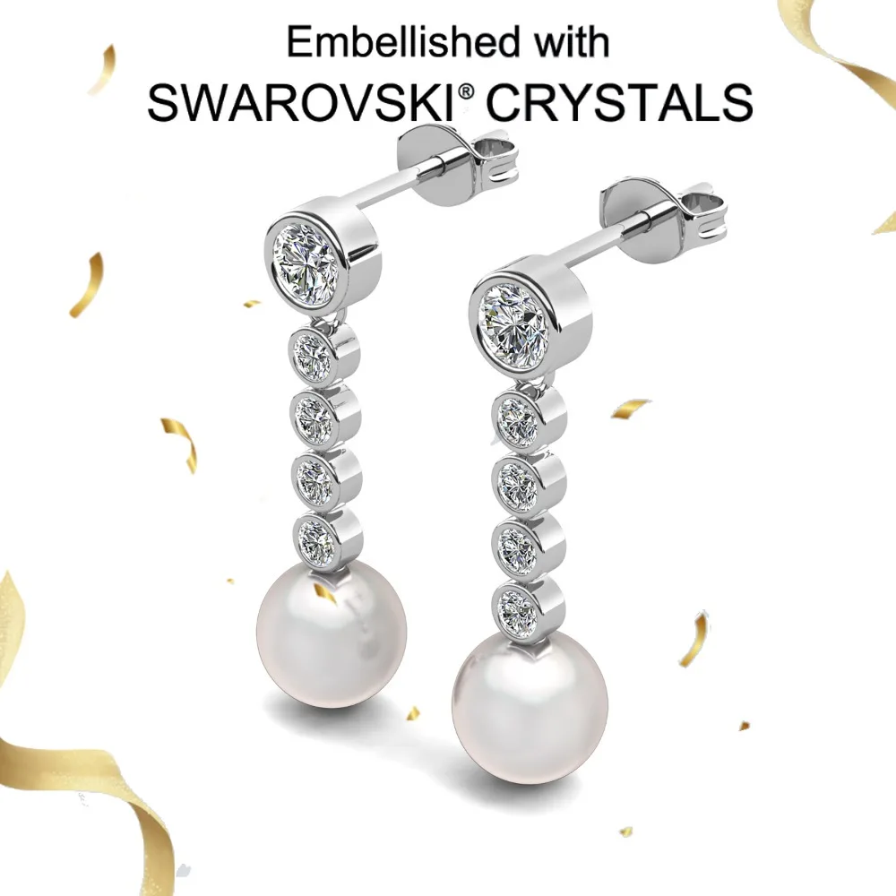 

Daisini жемчужные серьги, роскошные ювелирные изделия, инкрустированные жемчугом Сваровски и кристаллами, стерлинговое серебро 925, элегантный подарок для женщин