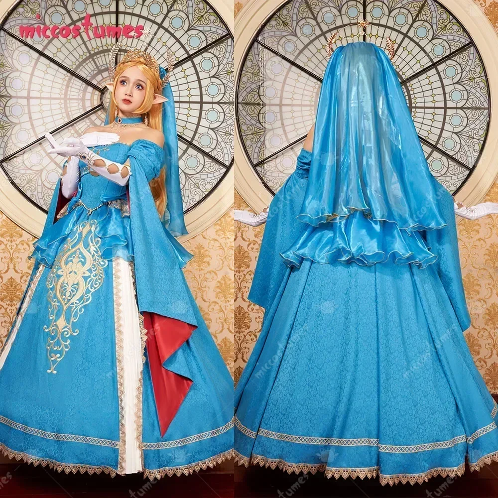 Miccostumes abito da principessa da donna Gerudo Link Costume Cosplay stile matrimonio Top e gonna con velo