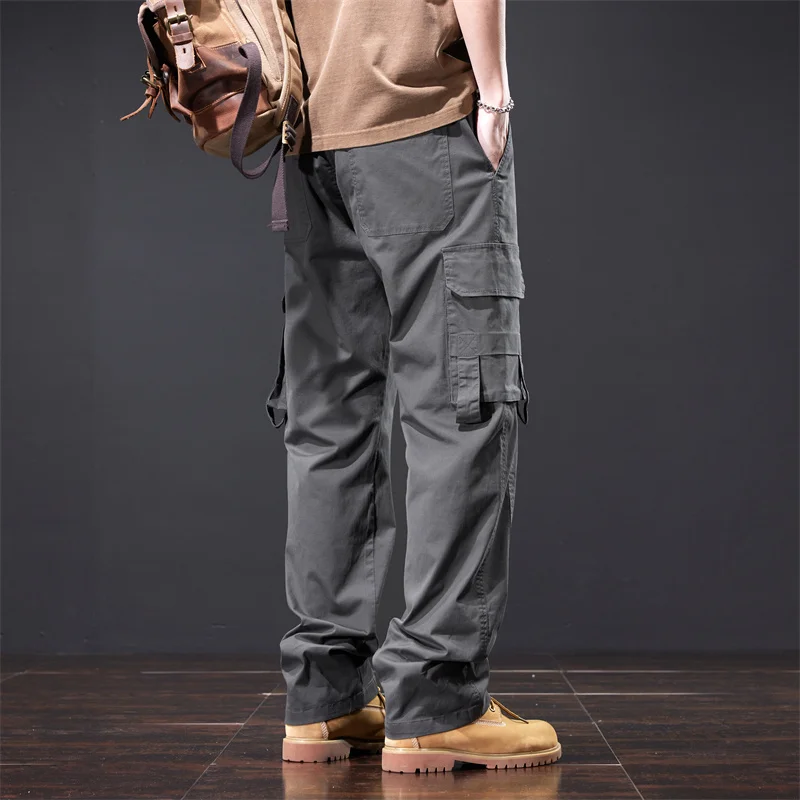 casual pants for men's summer thin loose straight cargo clothes Spring and Autumn 2024 new wide leg long pants streetwear men