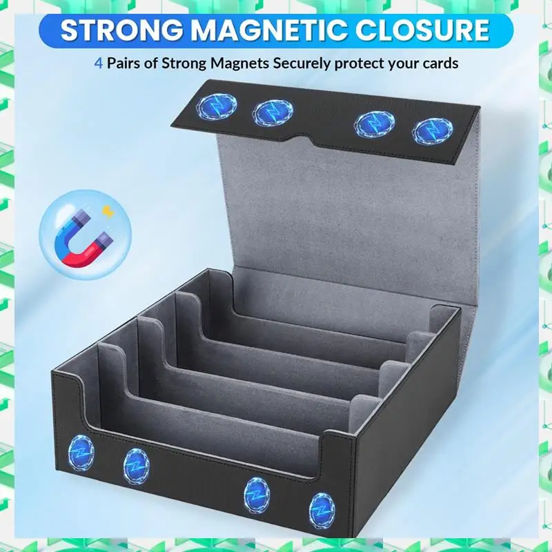 

3C Electron Trading Card Storage Box,4 Rows Card Deck Case ,Magnetic Closure Card Box For Game Cards,Trading Card Storage Box,4