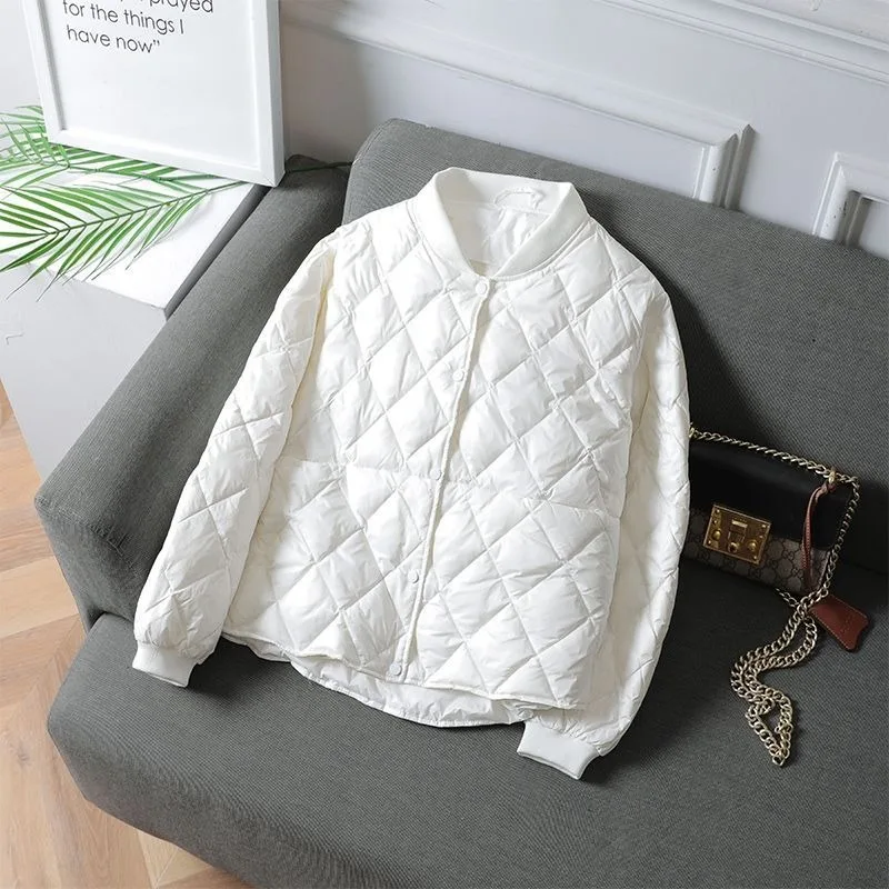 Women Jacket 2026 New Autumn Winter Fashion Loose Casual Lightweight Warm Stand Collar Single Breasted Jackets Women's Clothing